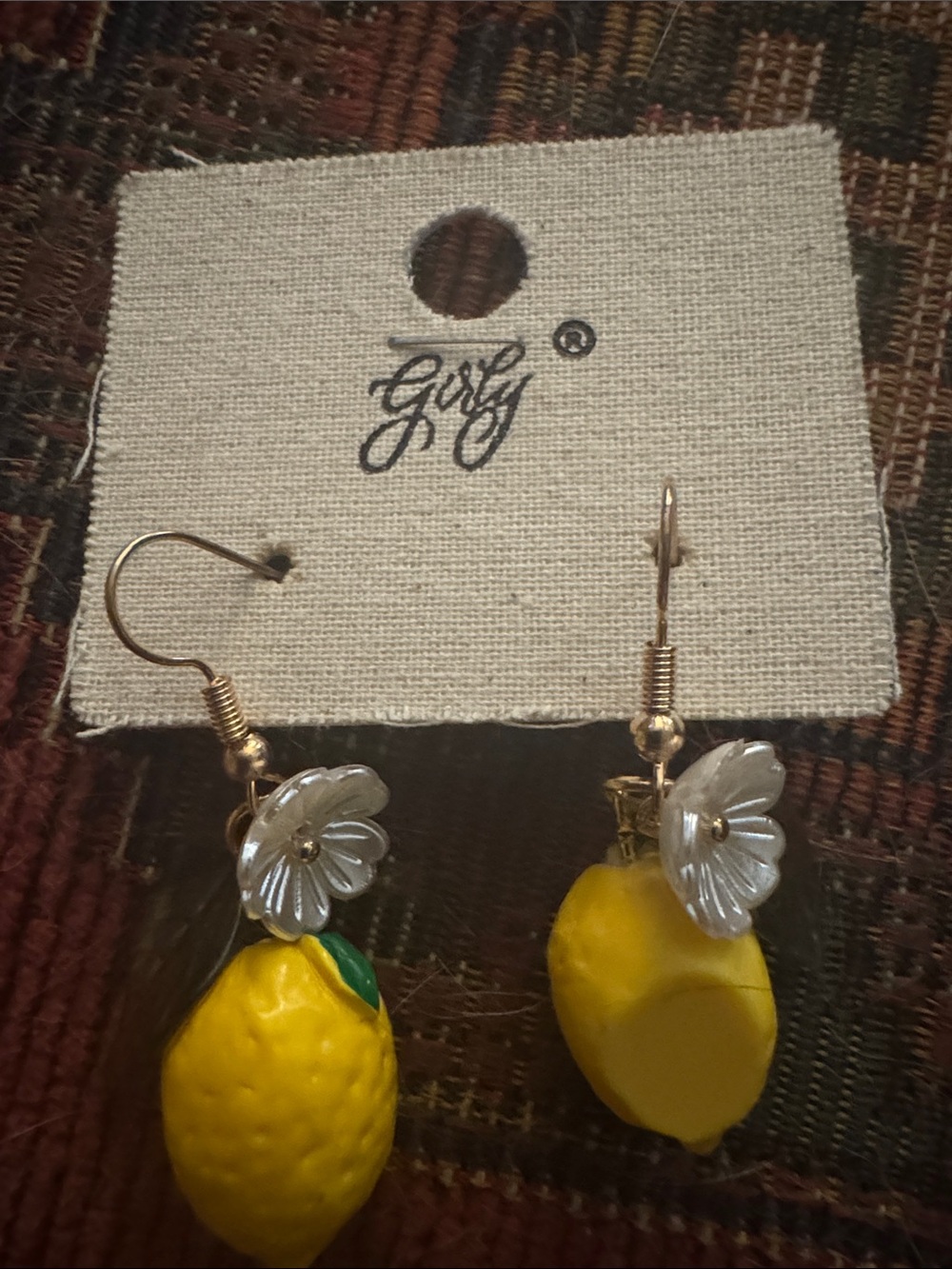 Girly Yellow Lemon Drop Dangle Earrings